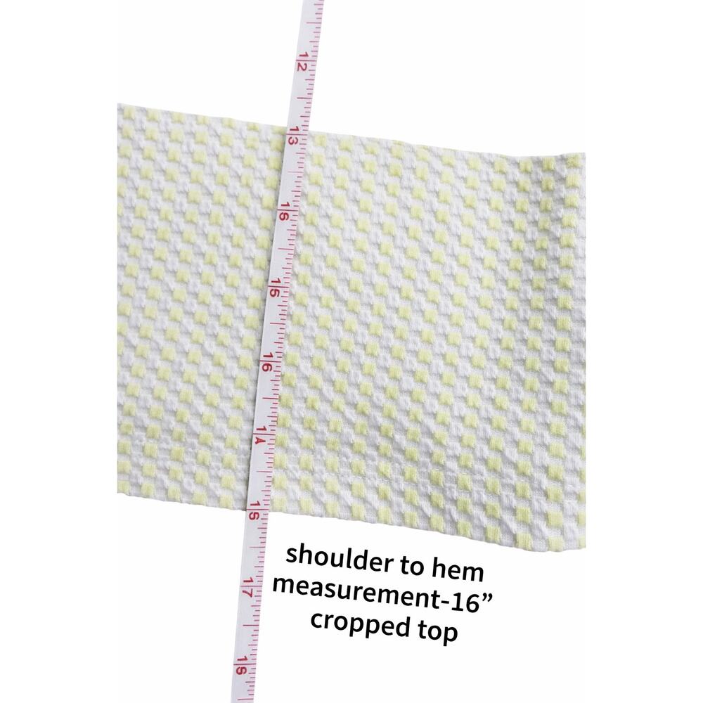 Lou & Grey Gingham Jacquard Cropped Tee Small Textured Boxy Preppy Quiet Luxury - Picture 8 of 10